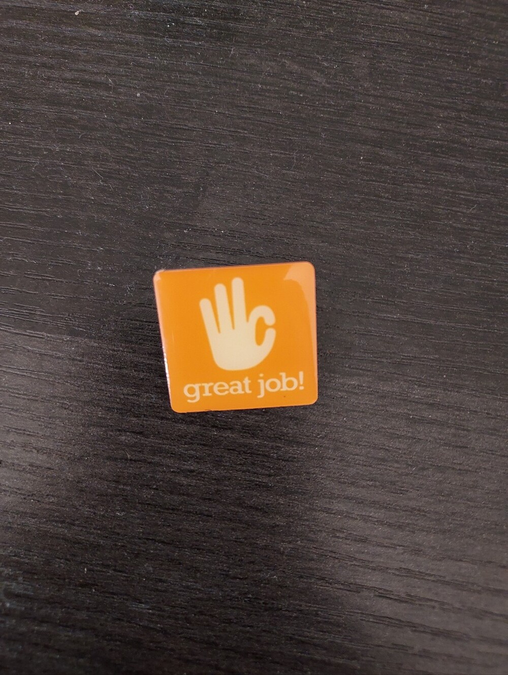 Orange 'Great Job!' Enamel Brooch - Motivational Square Pin